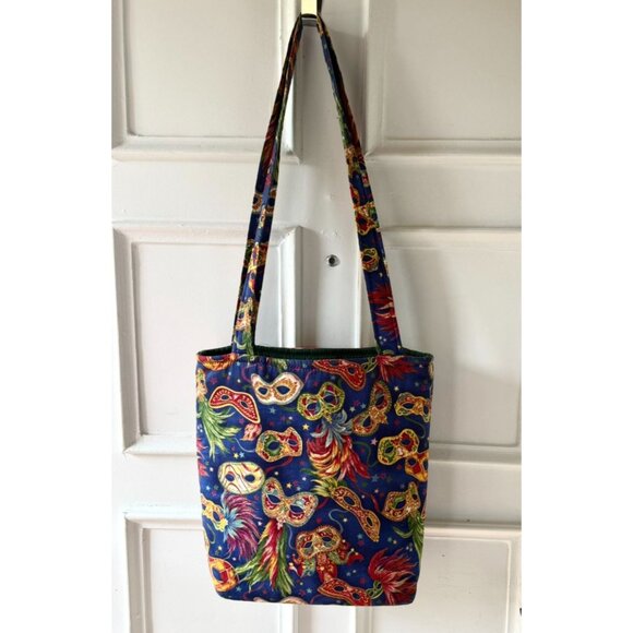 Handmade Mardi Gras Masquerade Tote Bag Double Strap Shoulder Purse Colorful - Picture 9 of 9